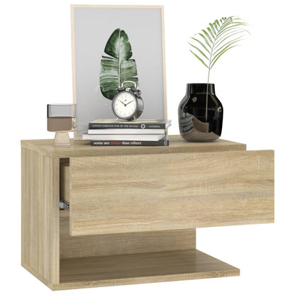 Stylish Wall-Mounted Bedside Cabinet in Sonoma Oak Finish