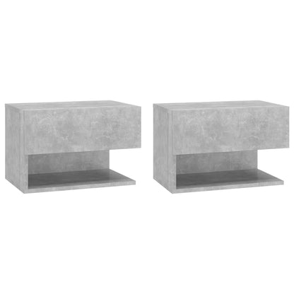 Concrete Grey Wall-Mounted Bedside Cabinets Set of 2 - Modern Style
