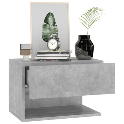 Concrete Grey Wall-Mounted Bedside Cabinets Set of 2 - Modern Style