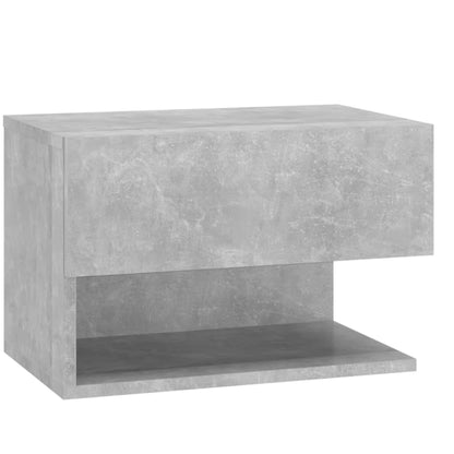 Concrete Grey Wall-Mounted Bedside Cabinets Set of 2 - Modern Style