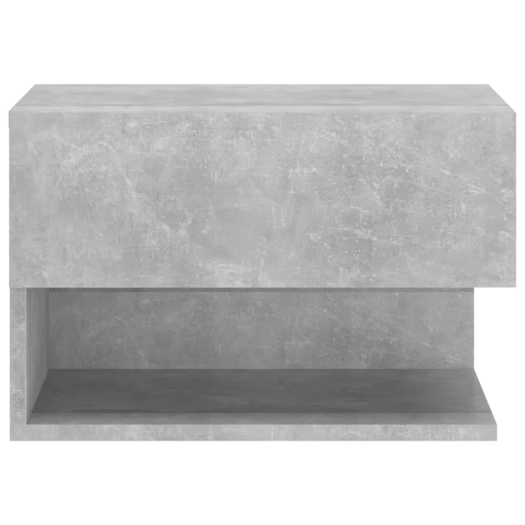 Concrete Grey Wall-Mounted Bedside Cabinets Set of 2 - Modern Style