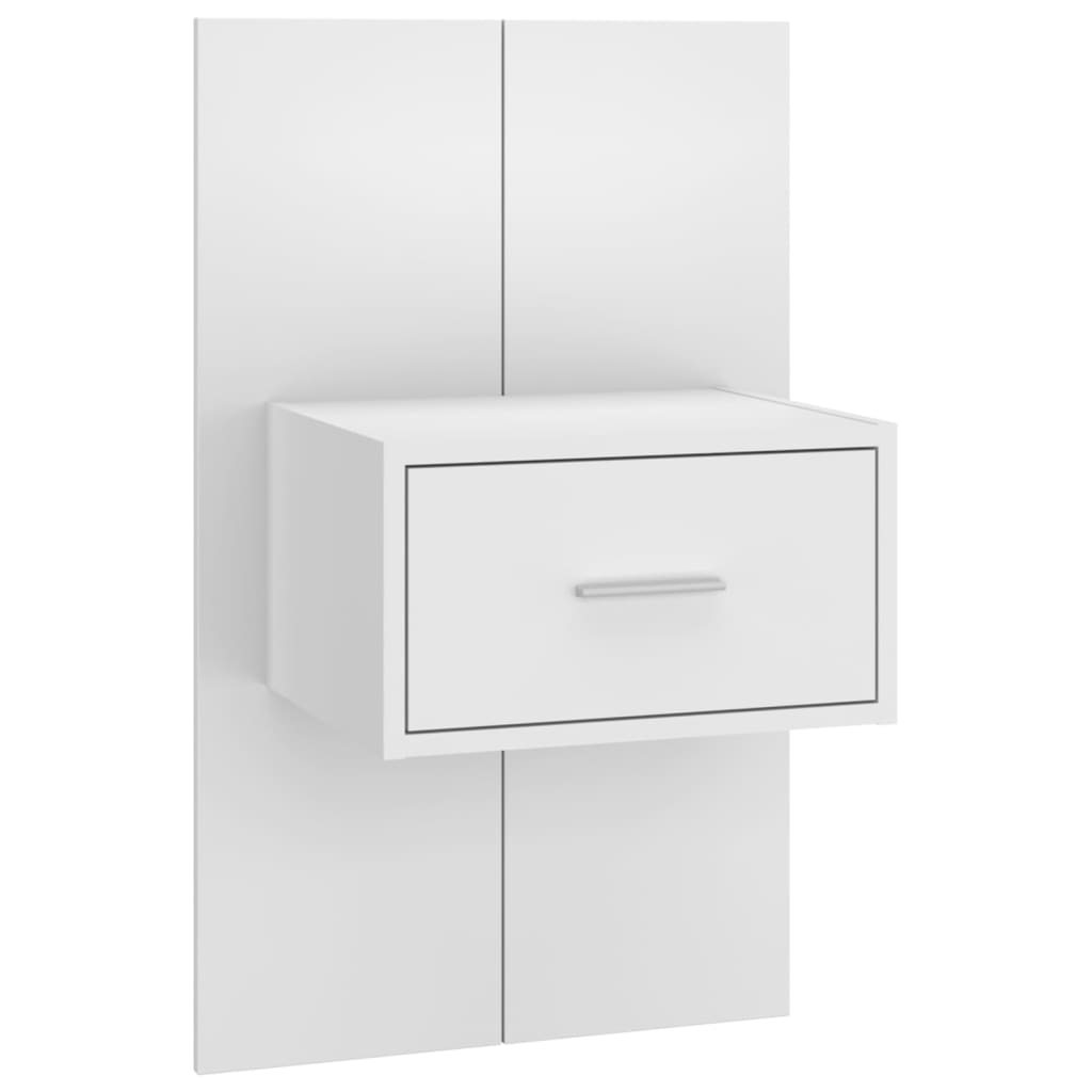 Sleek White Wall-Mounted Bedside Cabinet - Space-Saving Design