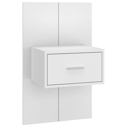 Sleek White Wall-Mounted Bedside Cabinet - Space-Saving Design