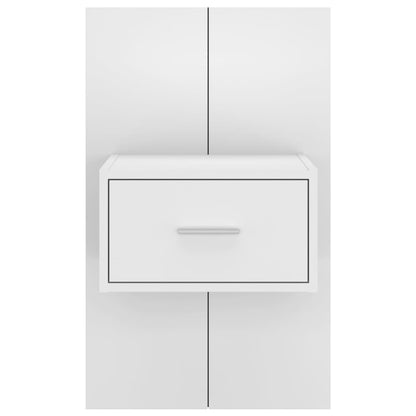 Sleek White Wall-Mounted Bedside Cabinet - Space-Saving Design