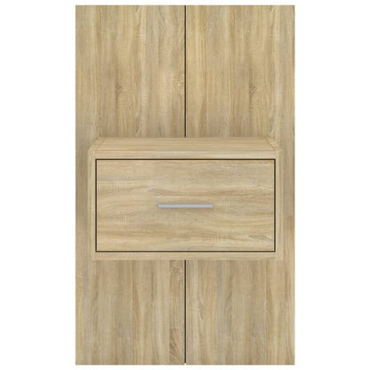 Modern Wall-Mounted Bedside Cabinet in Sonoma Oak Finish