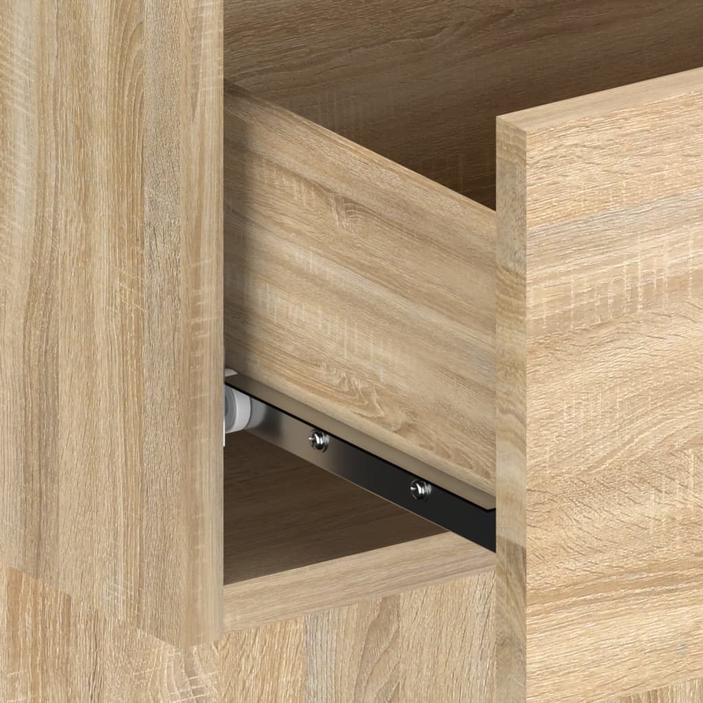 Modern Wall-Mounted Bedside Cabinet in Sonoma Oak Finish