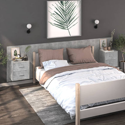 Concrete Grey Wall-Mounted Bedside Cabinet – Sleek & Stylish Storage