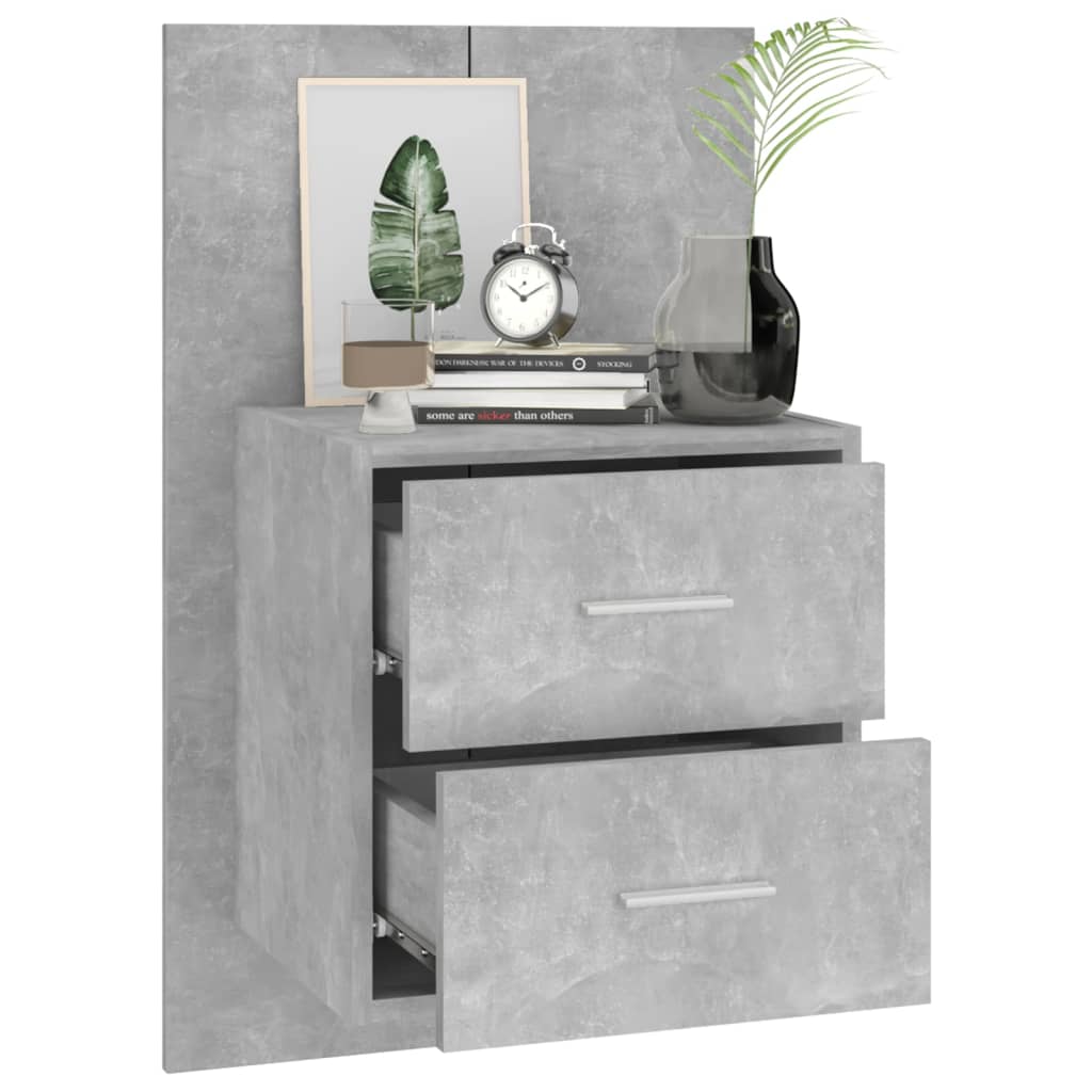 Concrete Grey Wall-Mounted Bedside Cabinet – Sleek & Stylish Storage
