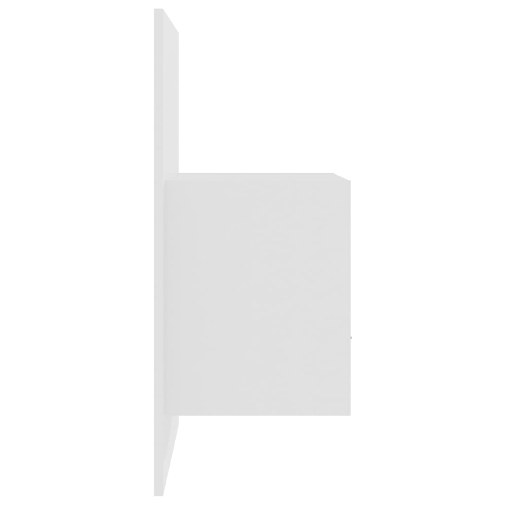 High Gloss White Wall-Mounted Bedside Cabinet - Modern Design