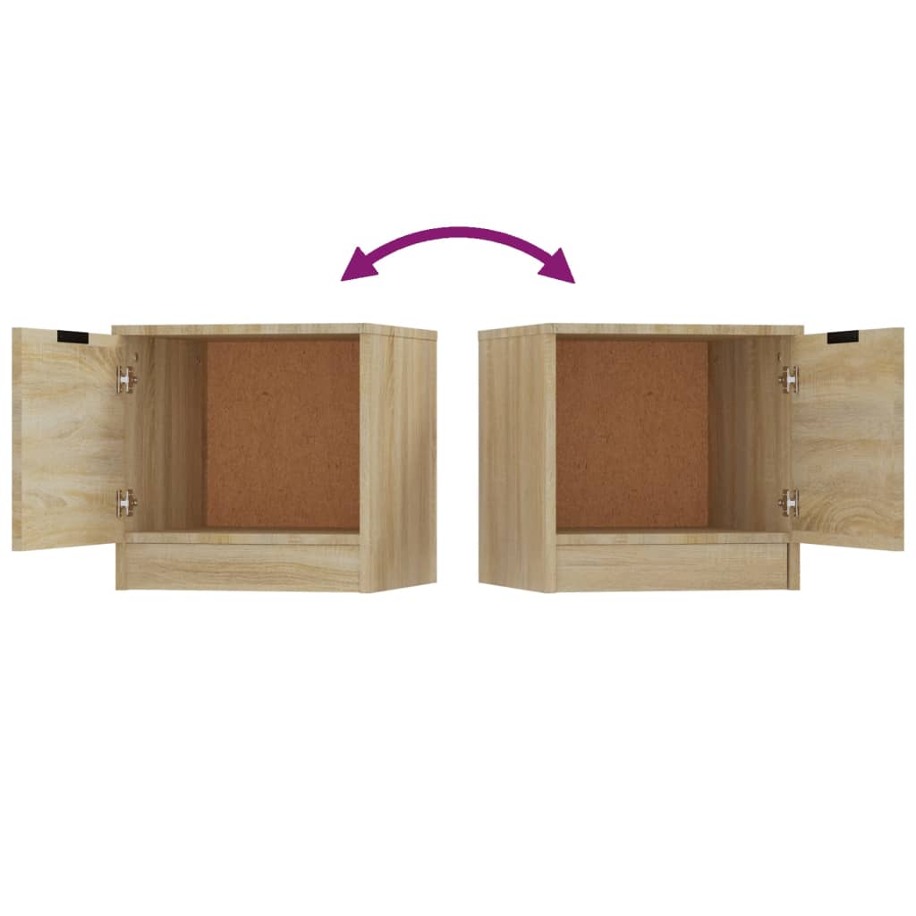 Sonoma Oak Bedside Cabinets 2pcs - Compact 40x39x40 cm Design
