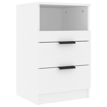 Sleek White Engineered Wood Bedside Cabinet - Modern Design