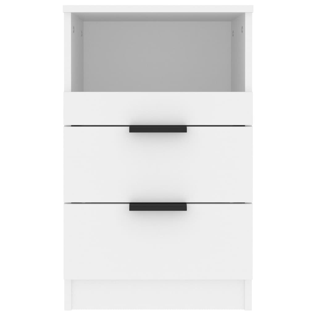 Sleek White Engineered Wood Bedside Cabinet - Modern Design