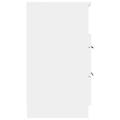 Sleek White Engineered Wood Bedside Cabinet - Modern Design