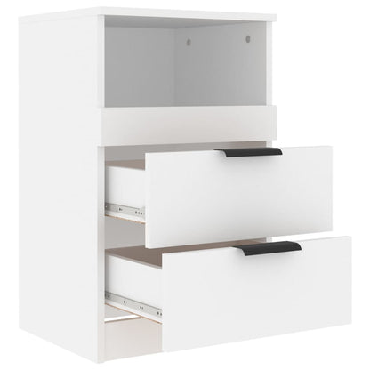 Sleek White Engineered Wood Bedside Cabinet - Modern Design