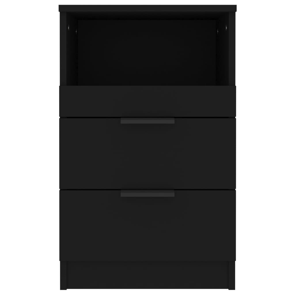 Sleek Black Bedside Cabinets 2 Pcs - Durable Engineered Wood