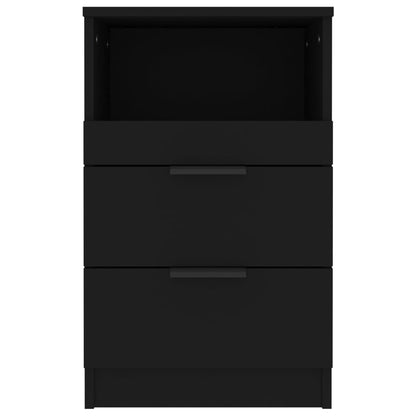 Sleek Black Bedside Cabinets 2 Pcs - Durable Engineered Wood