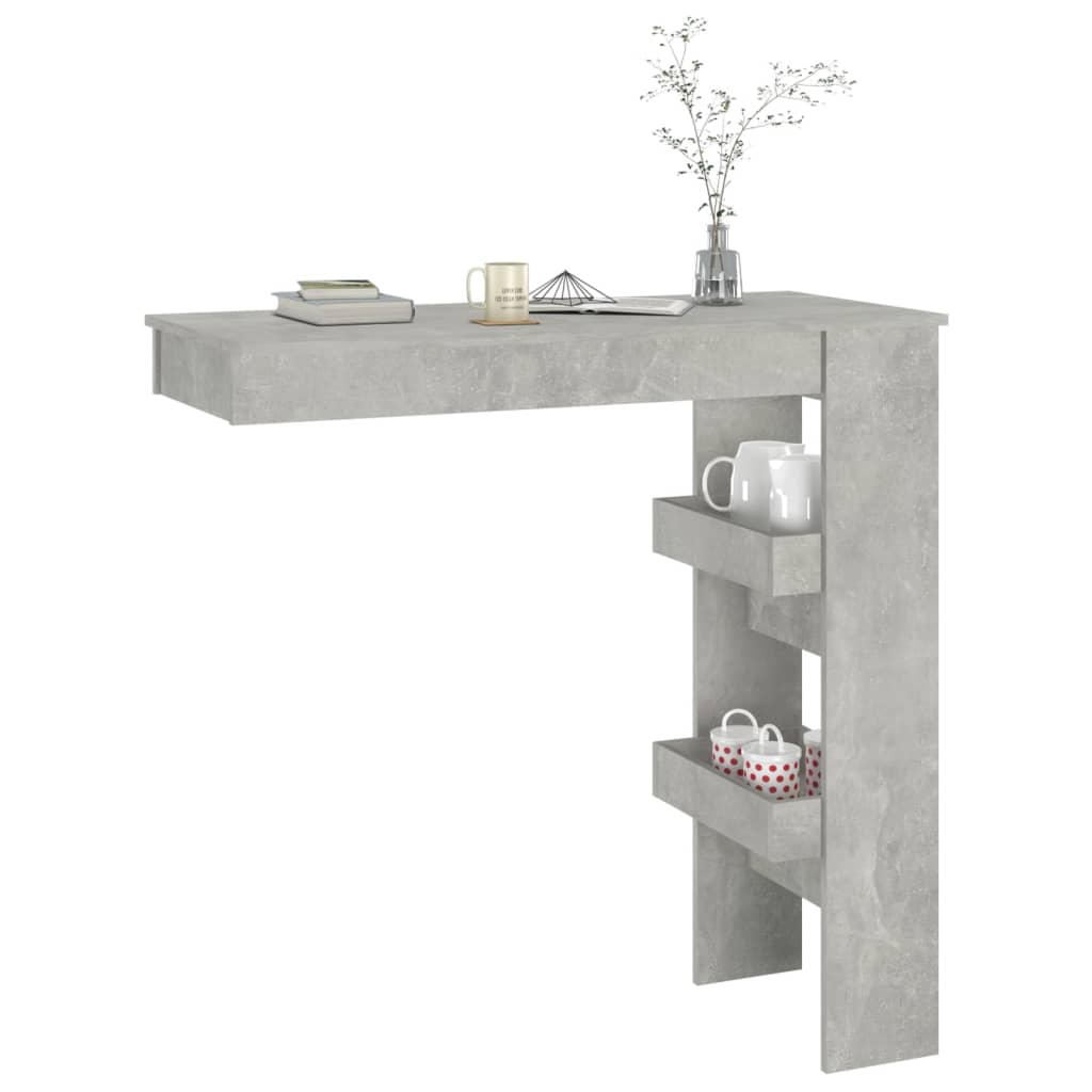 Concrete Grey Wall Bar Table, 102x45x103.5 cm, Engineered Wood