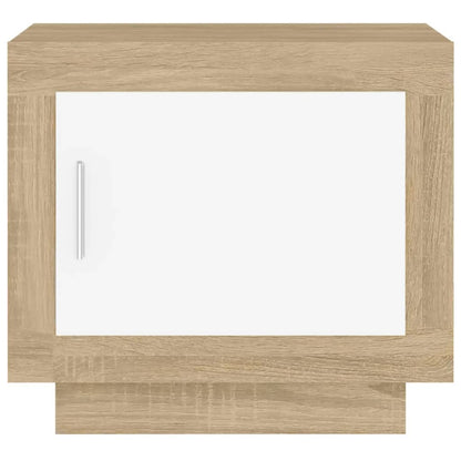 Coffee Table White and Sonoma Oak 51x50x45 cm Engineered Wood