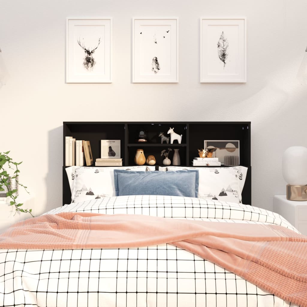 Stylish Black Headboard Cabinet 120x19x103.5 cm - Modern Design
