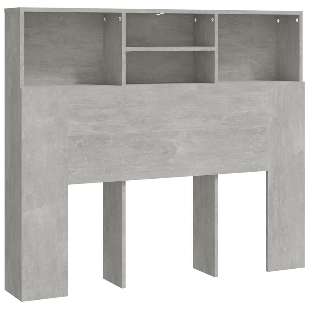 Concrete Grey Headboard Cabinet - 120x19x103.5 cm Stylish Storage
