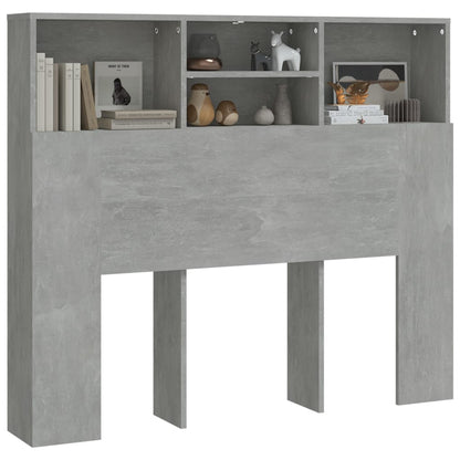 Concrete Grey Headboard Cabinet - 120x19x103.5 cm Stylish Storage