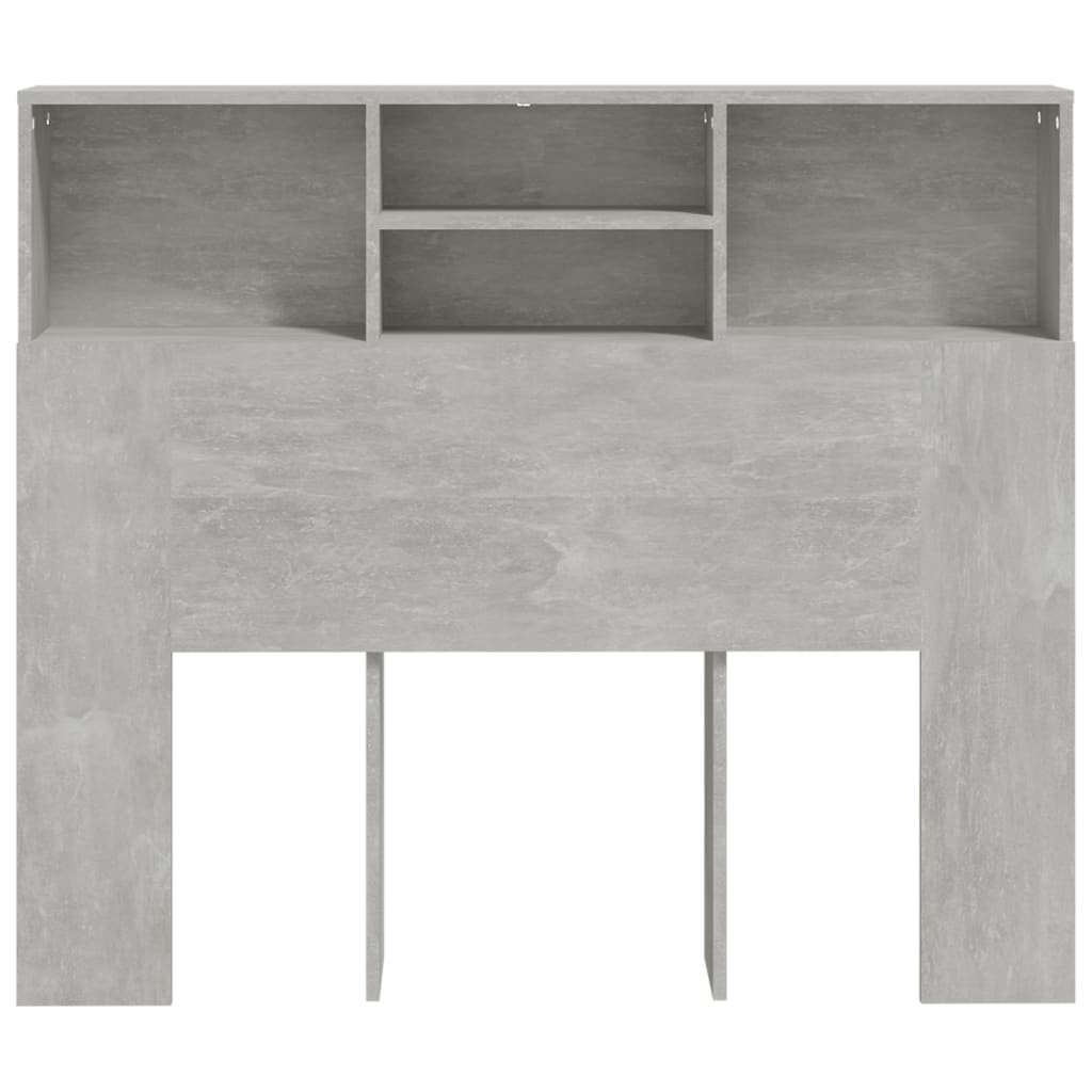 Concrete Grey Headboard Cabinet - 120x19x103.5 cm Stylish Storage