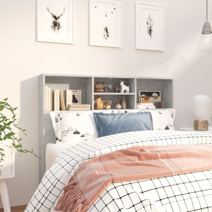Concrete Grey Headboard Cabinet - 120x19x103.5 cm Stylish Storage