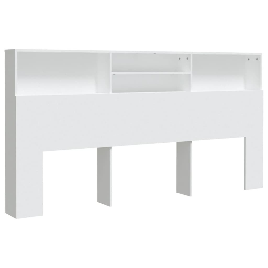 White Headboard Cabinet, MDF 200x19x103.5 cm - Stylish Storage Solution