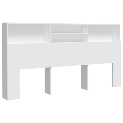 White Headboard Cabinet, MDF 200x19x103.5 cm - Stylish Storage Solution
