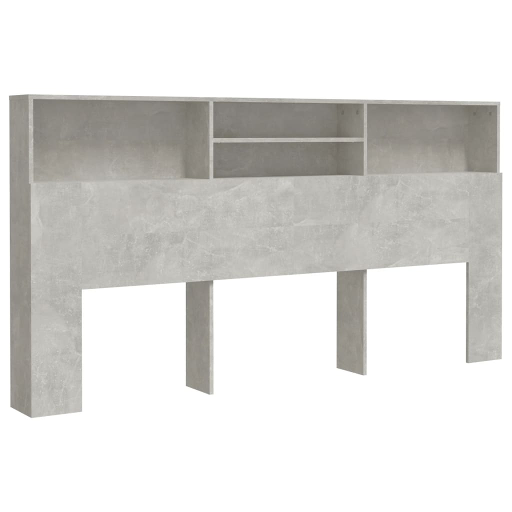 Concrete Grey Headboard Cabinet, 200x19x103.5 cm - Modern Style