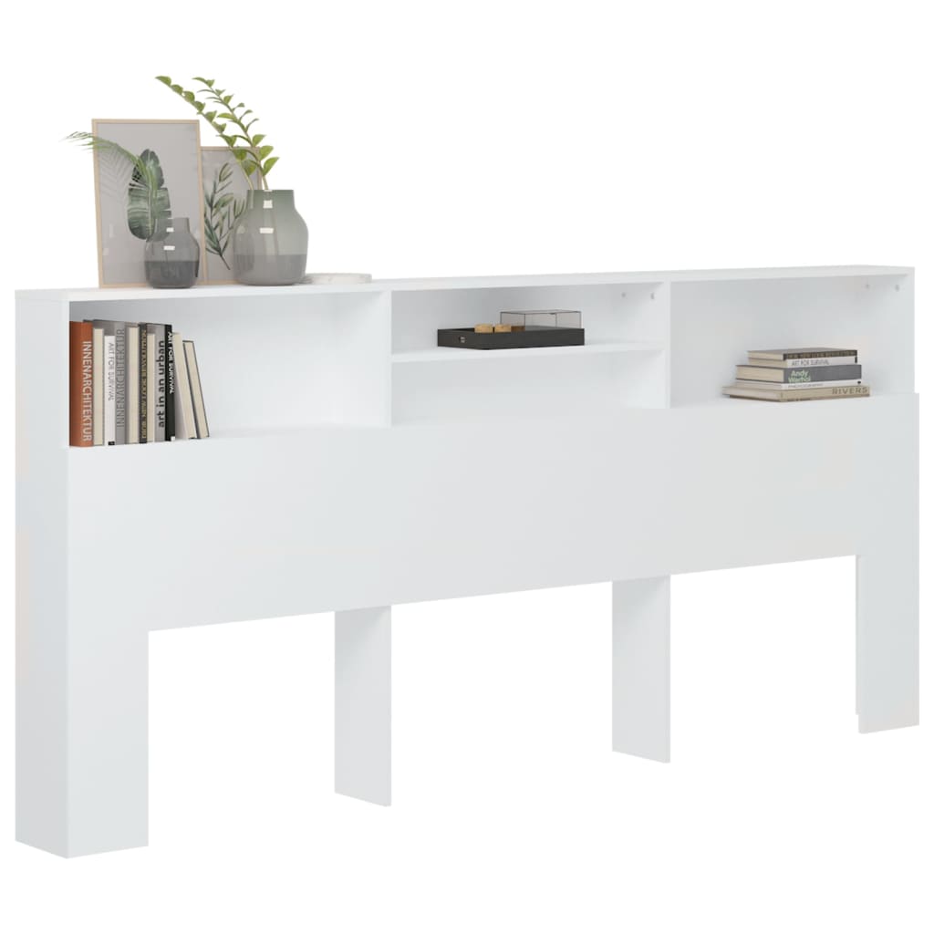 White Headboard Cabinet - 220x19x103.5 cm - Sleek Storage Solution