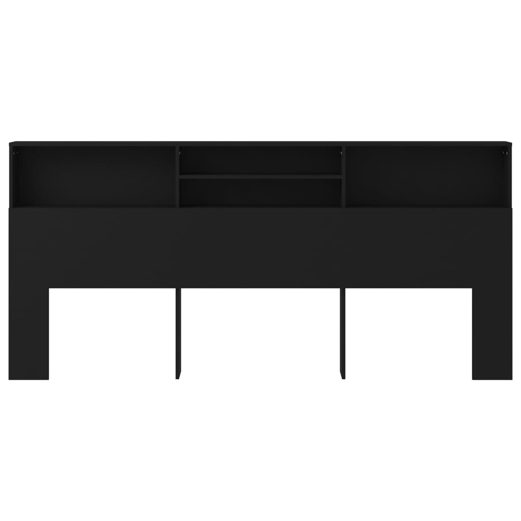 Sleek Black Headboard Cabinet, Wood, 220x19x103.5 cm
