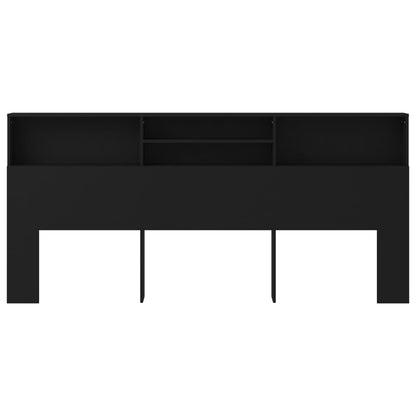 Sleek Black Headboard Cabinet, Wood, 220x19x103.5 cm