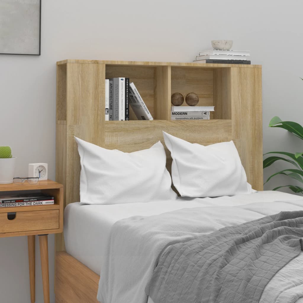 Sonoma Oak Headboard Cabinet - Stylish Storage, 100x18.5x104.5 cm