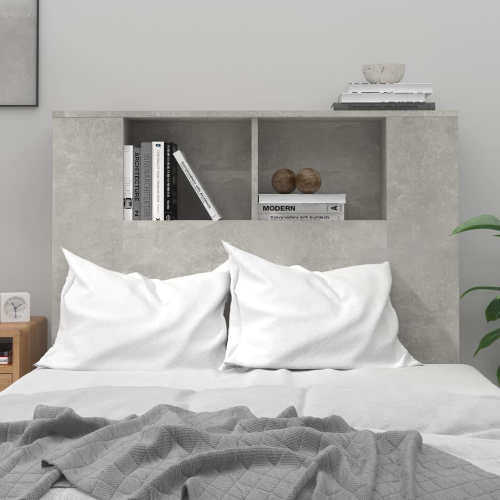 Concrete Grey Headboard Cabinet - 100x18.5x104.5 cm, Modern Design