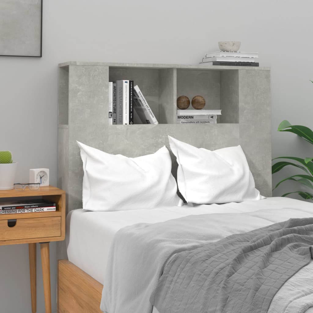 Concrete Grey Headboard Cabinet - 100x18.5x104.5 cm, Modern Design