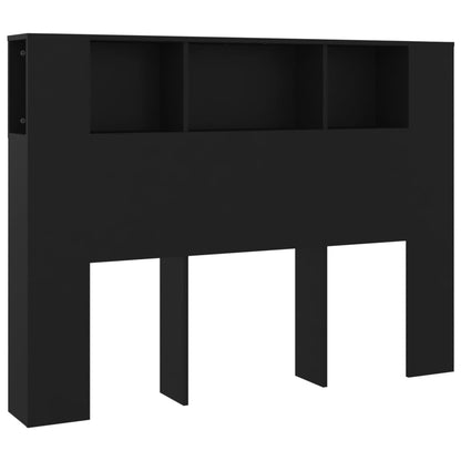 Black Wooden Headboard Cabinet - 140x18.5x104.5 cm Elegant Storage