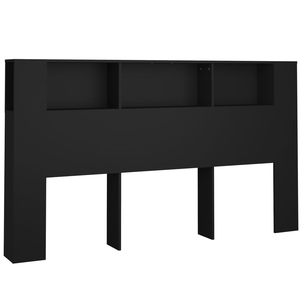 Sleek Black Headboard Cabinet 180x18.5x104.5 cm - Stylish & Functional