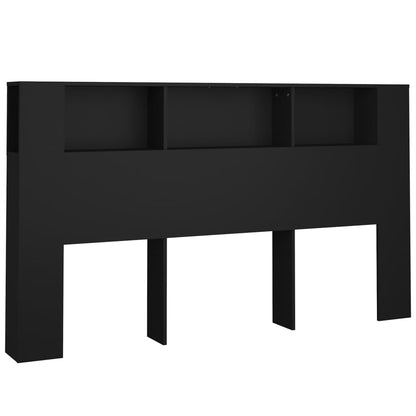 Sleek Black Headboard Cabinet 180x18.5x104.5 cm - Stylish & Functional