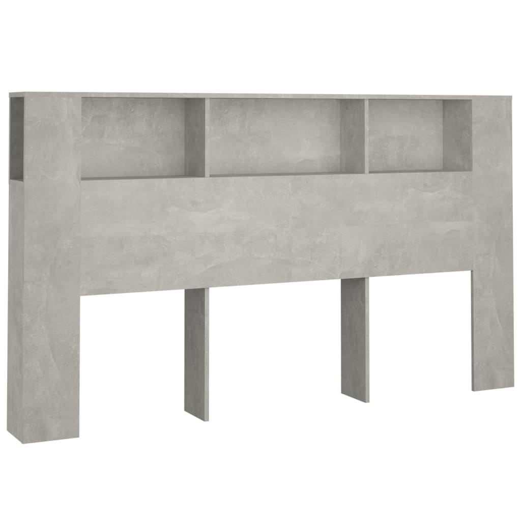 Concrete Grey Headboard Cabinet - 180x18.5x104.5 cm, Stylish & Functional