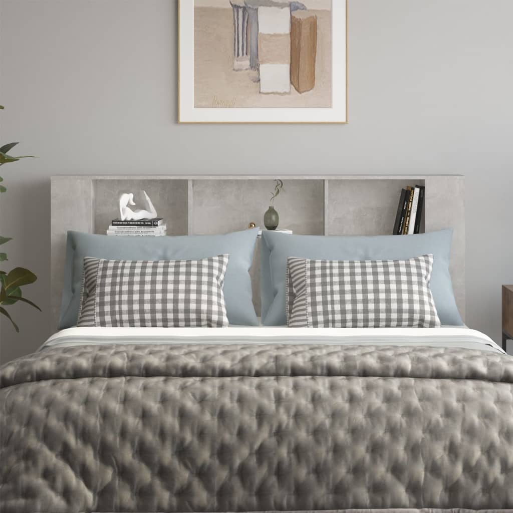 Concrete Grey Headboard Cabinet - 180x18.5x104.5 cm, Stylish & Functional
