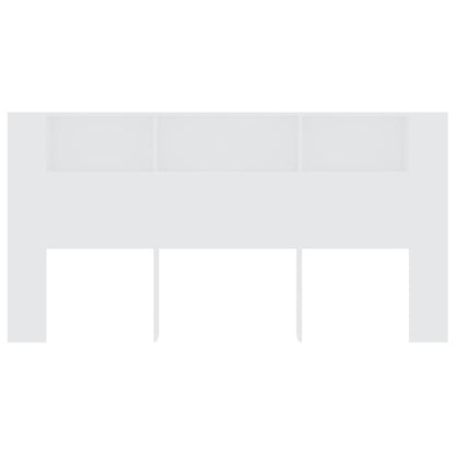 Sleek White Wood Headboard Cabinet - 200x18.5x104.5 cm