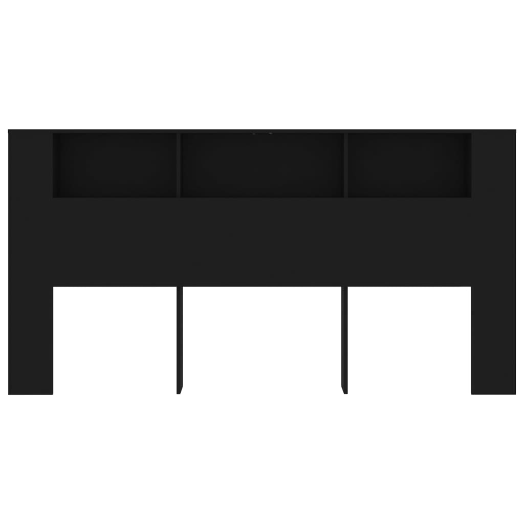 Black Wooden Headboard Cabinet 200x18.5x104.5 cm - Sleek & Stylish
