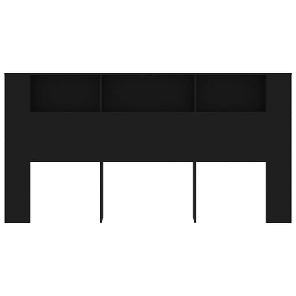 Black Wooden Headboard Cabinet 200x18.5x104.5 cm - Sleek & Stylish