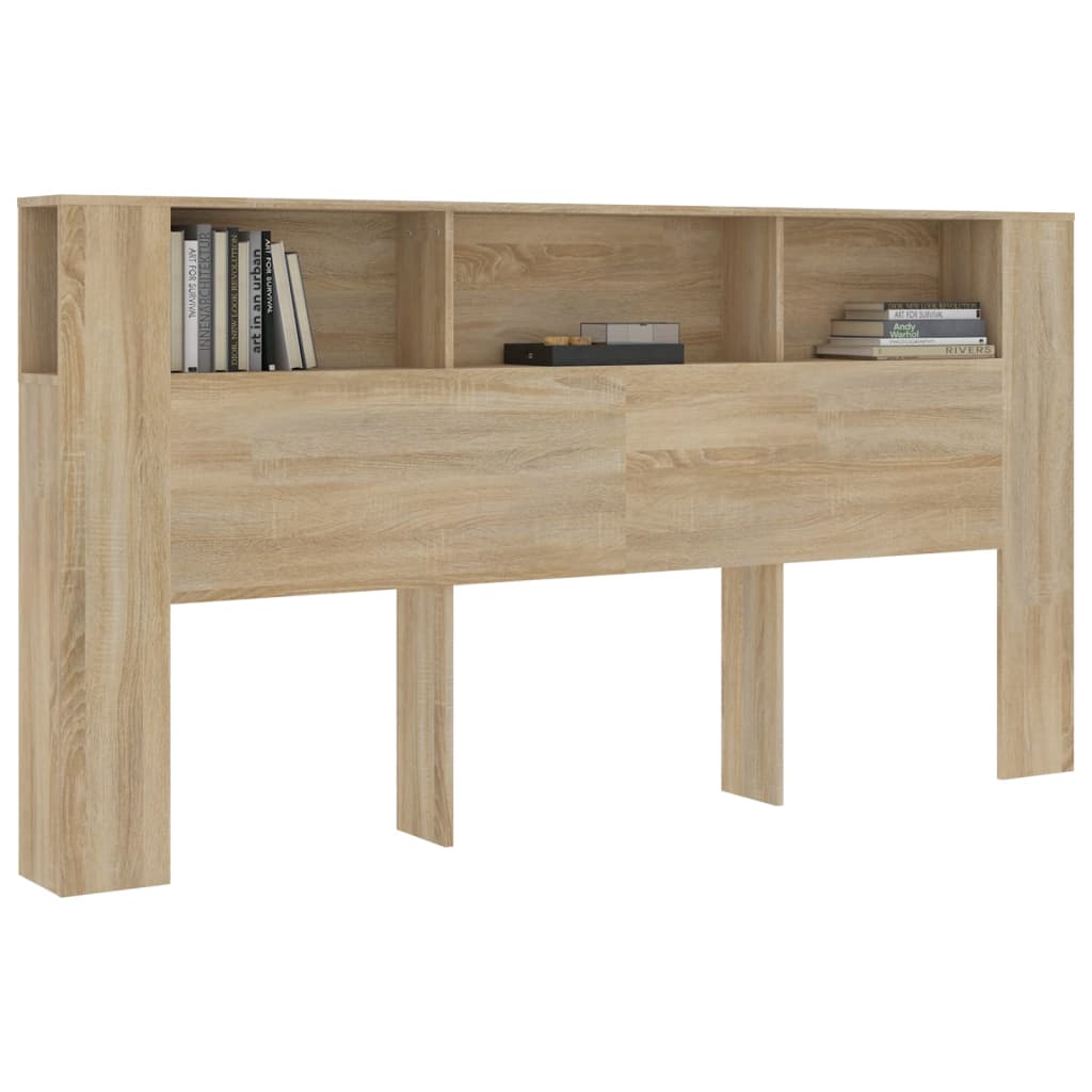 Sonoma Oak Headboard Cabinet, 200cm x 18.5cm x 104.5cm - Stylish Storage