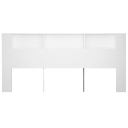 Sleek White Wooden Headboard Cabinet - 220x18.5x104.5 cm