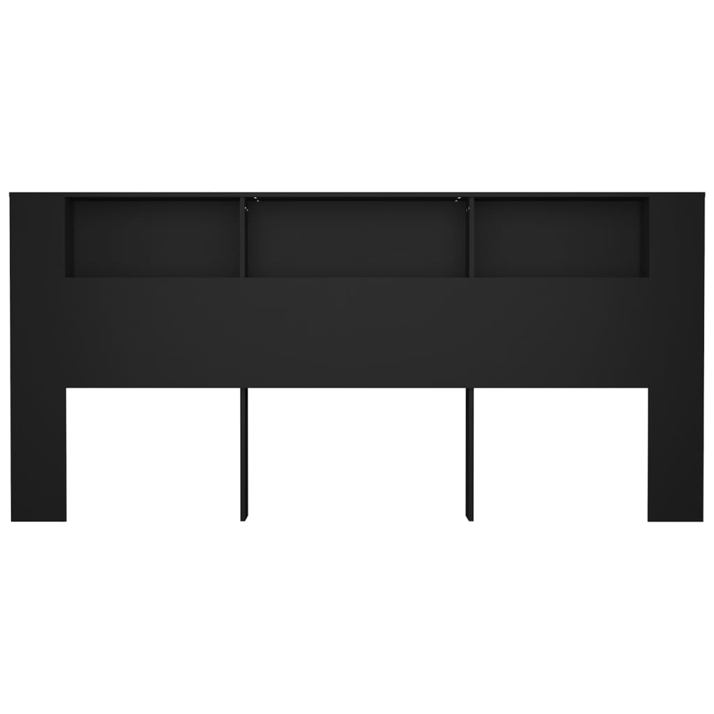 Black Headboard Cabinet, 220x18.5x104.5 cm, Sleek Storage Solution