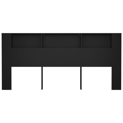 Black Headboard Cabinet, 220x18.5x104.5 cm, Sleek Storage Solution