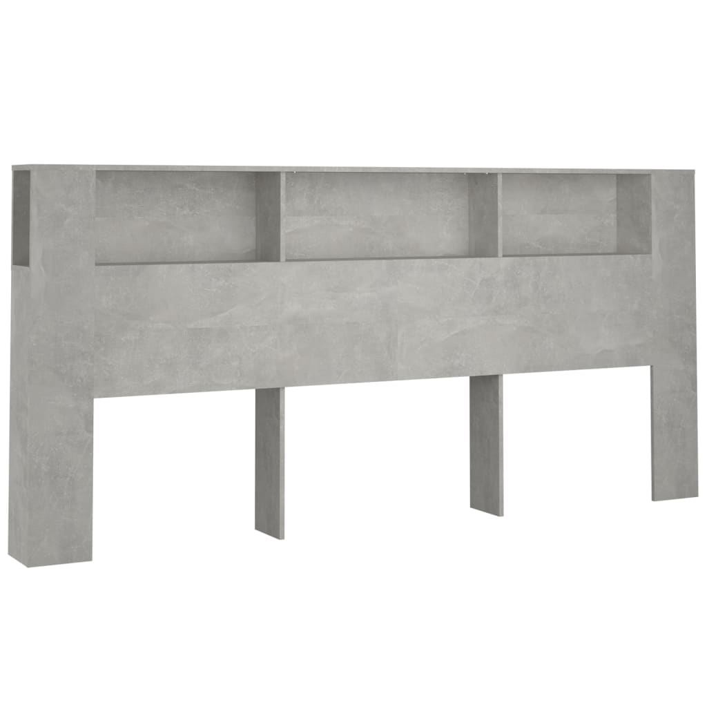 Concrete Grey Headboard Cabinet - 220x18.5x104.5 cm, Stylish Storage