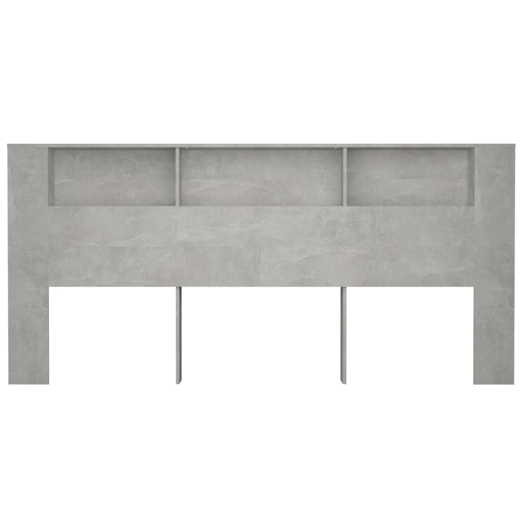 Concrete Grey Headboard Cabinet - 220x18.5x104.5 cm, Stylish Storage